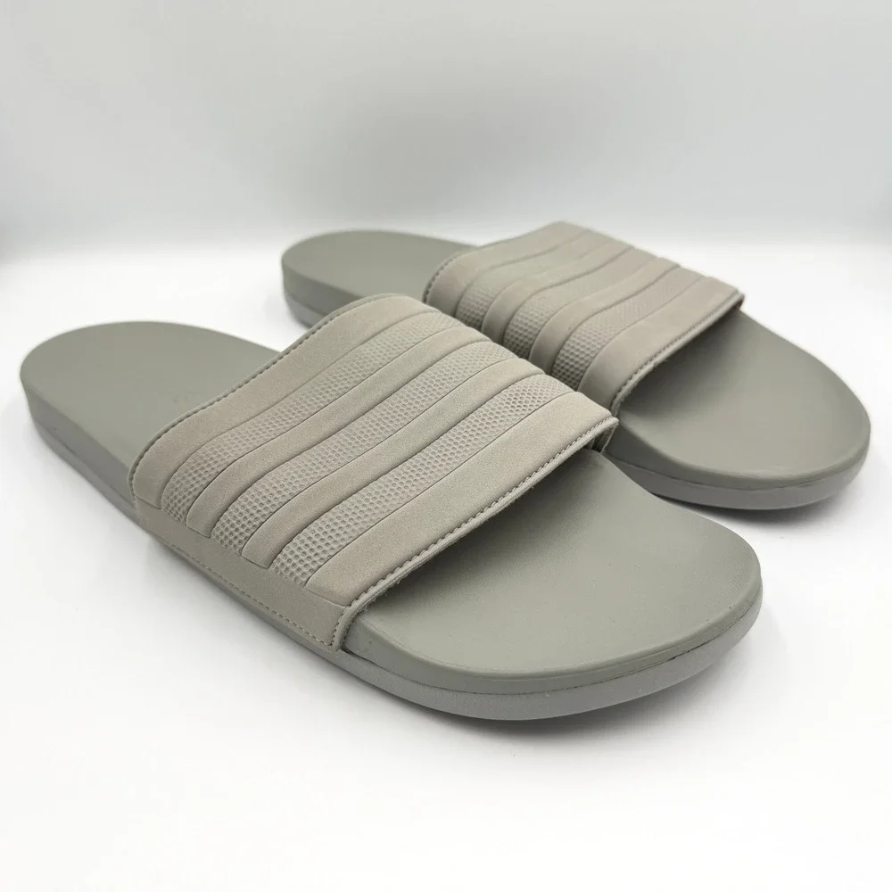adidas Adilette Comfort Slides Men 13 Women 14 Grey ID3404 3-Stripe Sandals *NEW
